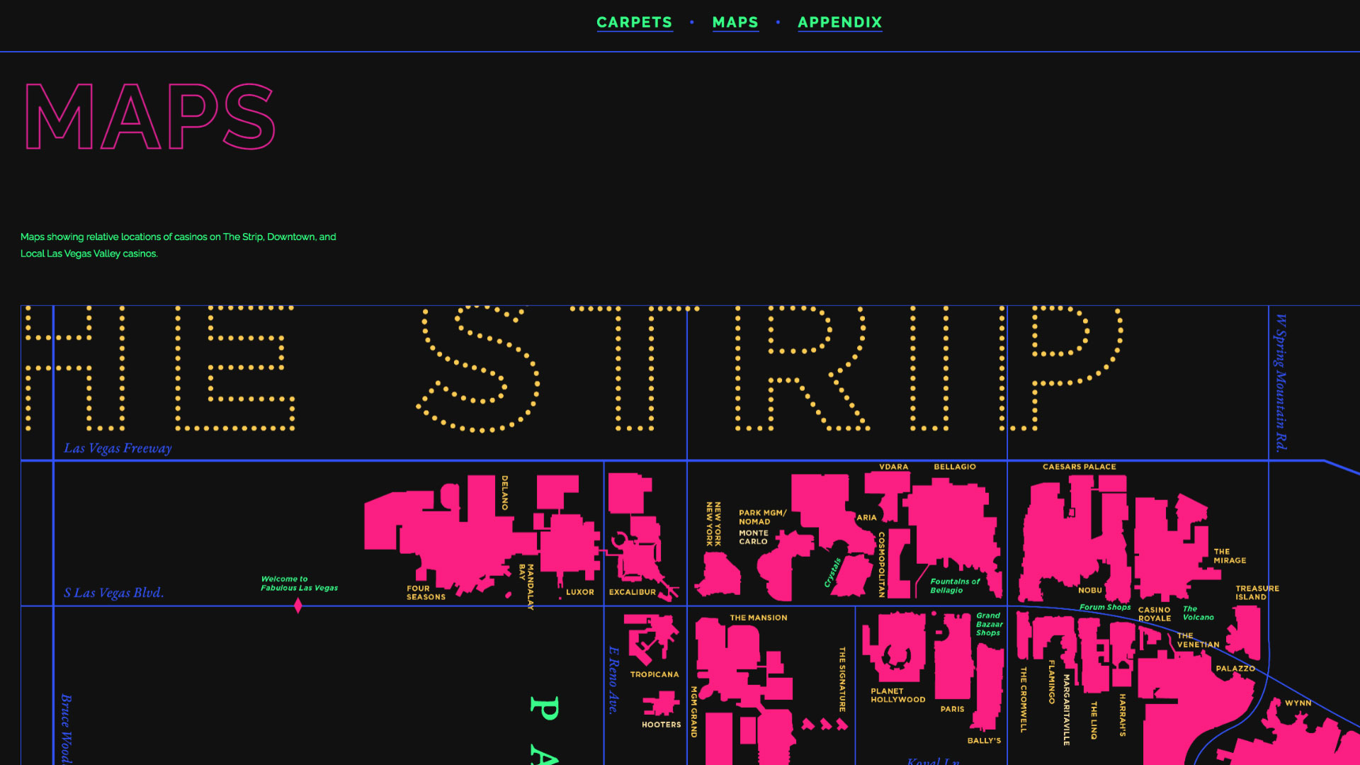 maps of the strip, downtown, and local casinos